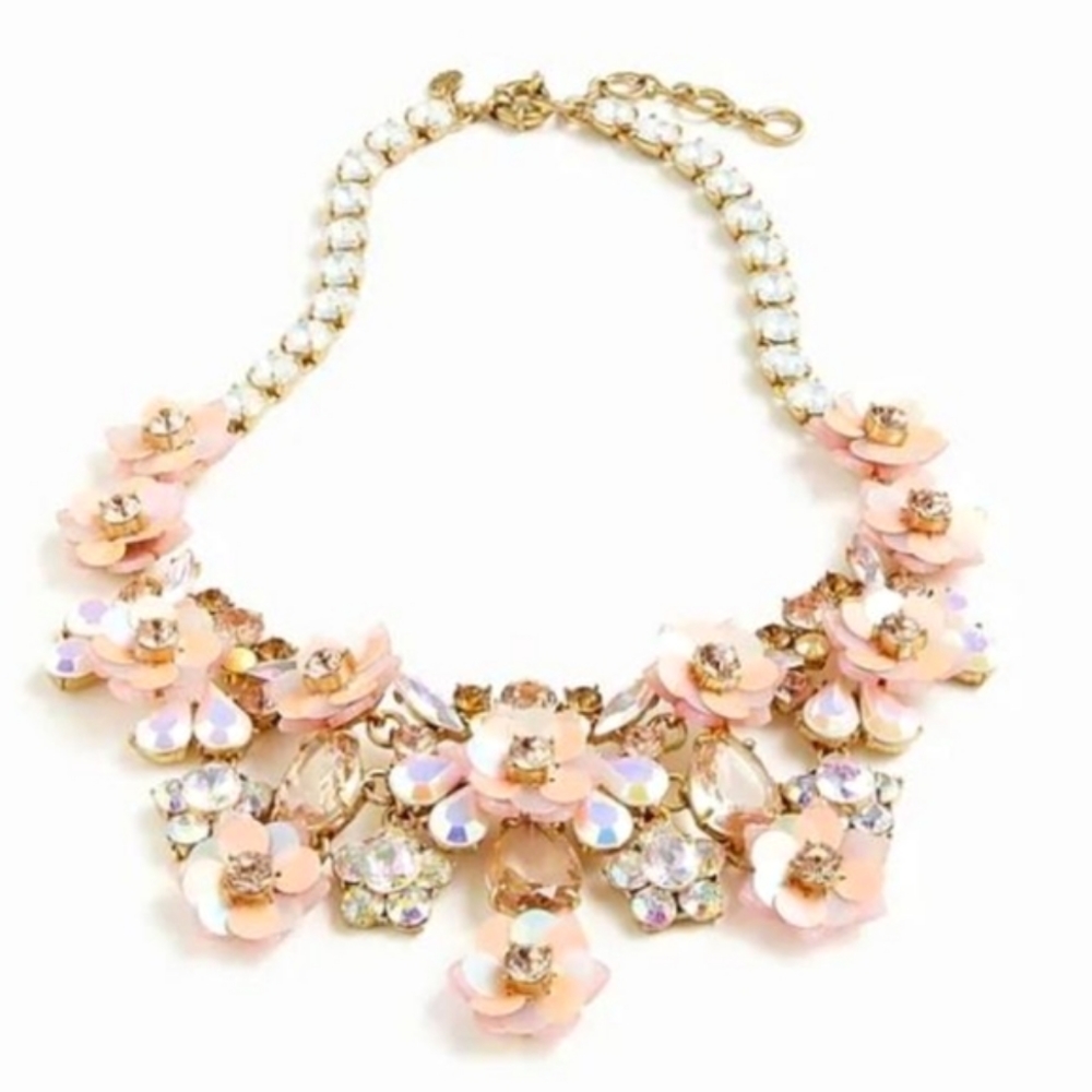 J. Crew Pink Iridescent Floral Statement Necklace